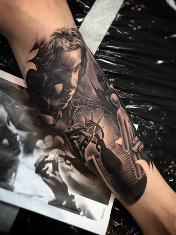 black and grey realism татуировка на forearm #11882 | Тату мастер Дмитрий Щелоков
