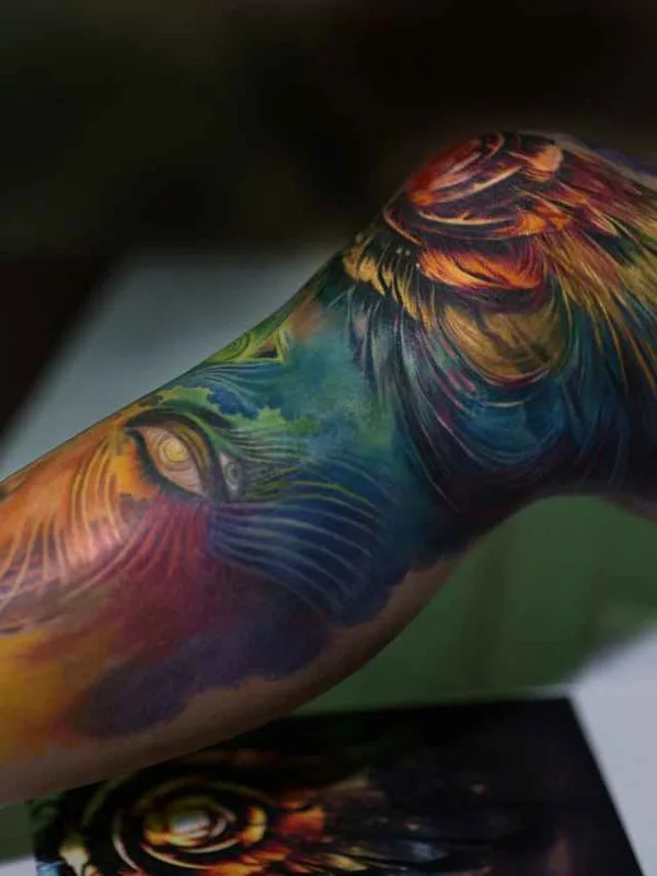 color watercolor tatuaje en knee #7260 | Tatuador Ника Самарина