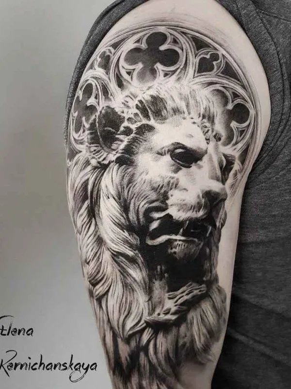 black and grey realism татуировка на upper arm #13848 | Тату мастер Елена Керничанская