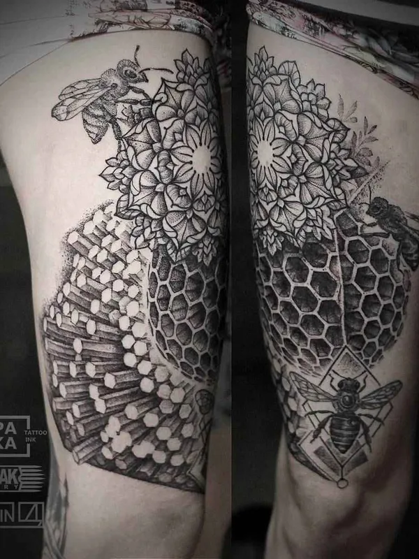 black and grey blackwork татуировка на thigh #8606 | Тату мастер Антон Дёртин