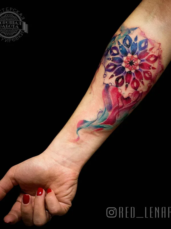 female color watercolor Tatuaggio su forearm #11210 | Tatuatore RED_LENARA