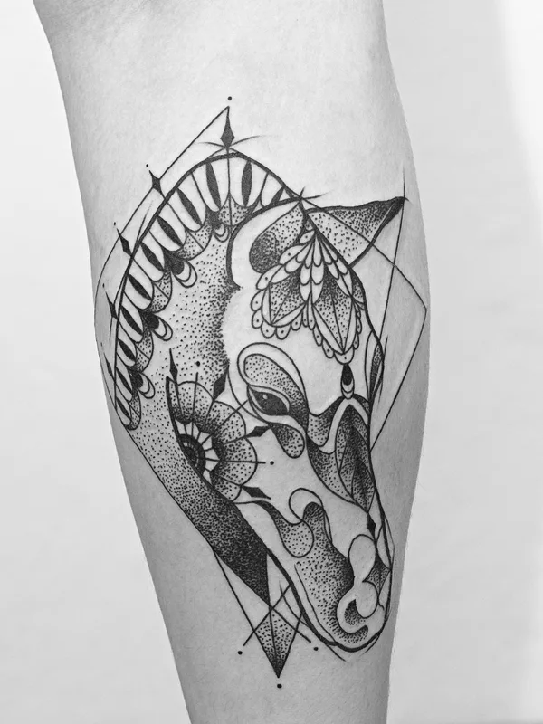 black and grey geometric татуировка на forearm #20857 | Тату мастер ANAR AKMEDOV