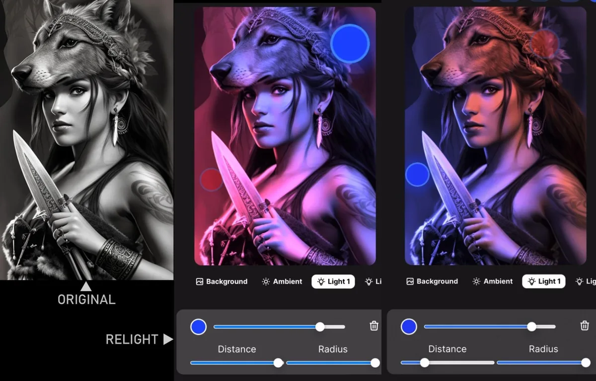 Un ejemplo de uso de Relight de IA para un proyecto