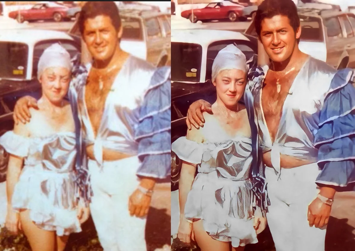 Un ejemplo de uso de Remini de IA para restaurar fotos antiguas