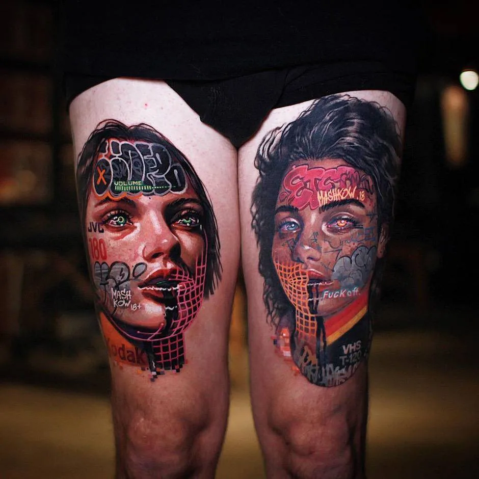 Tattoo artist Alexey Mashkow, graffiti realism, portrait tattoo | New York, United States