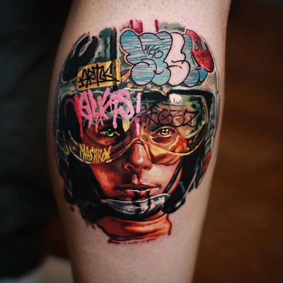 Tattoo artist Alexey Mashkow, graffiti realism, portrait tattoo | New York, United States