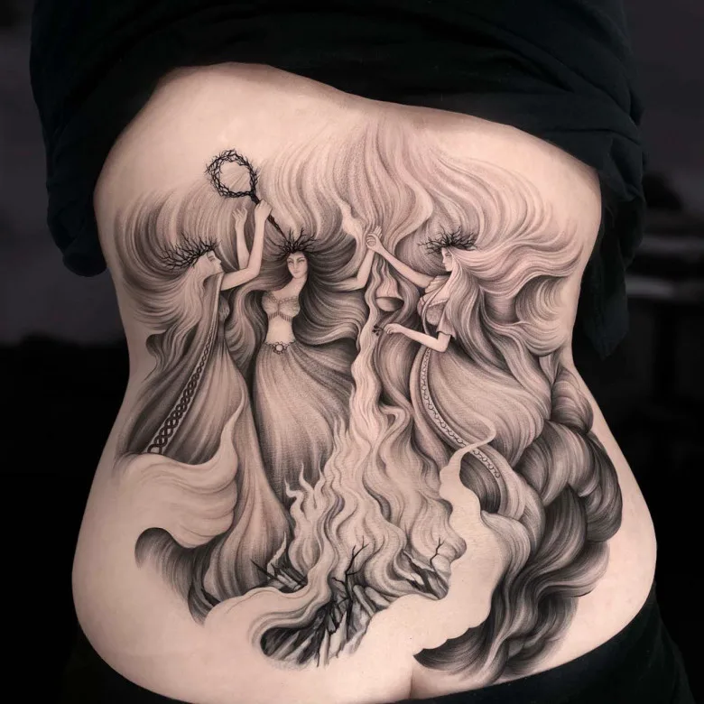 Black and gray author's tattoo by Anastasia Sharm | Moscow, Russia
