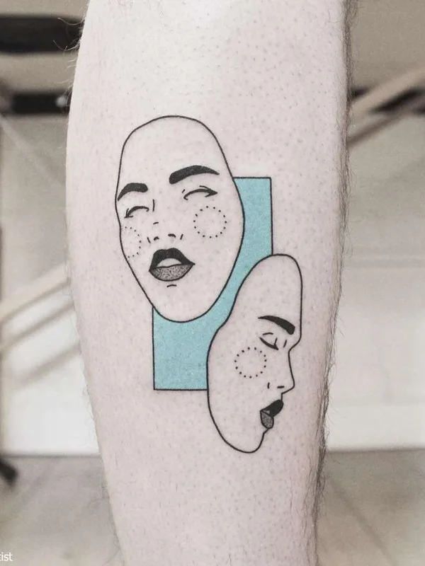 black linework tattoo auf calf #21593 | Tätowierer Brendon Welfare Dentist