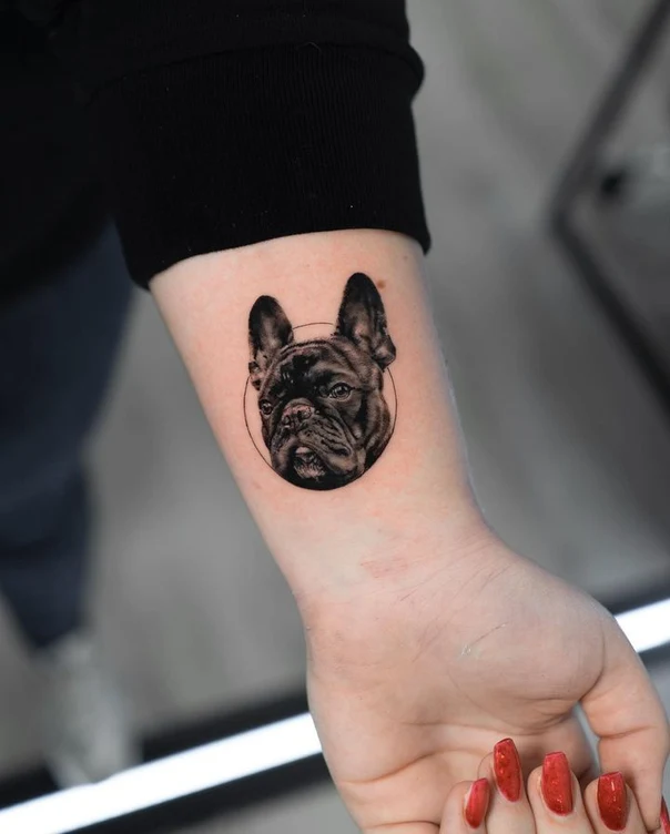 Black & Grey Dog, Animal tattoo on Wrist