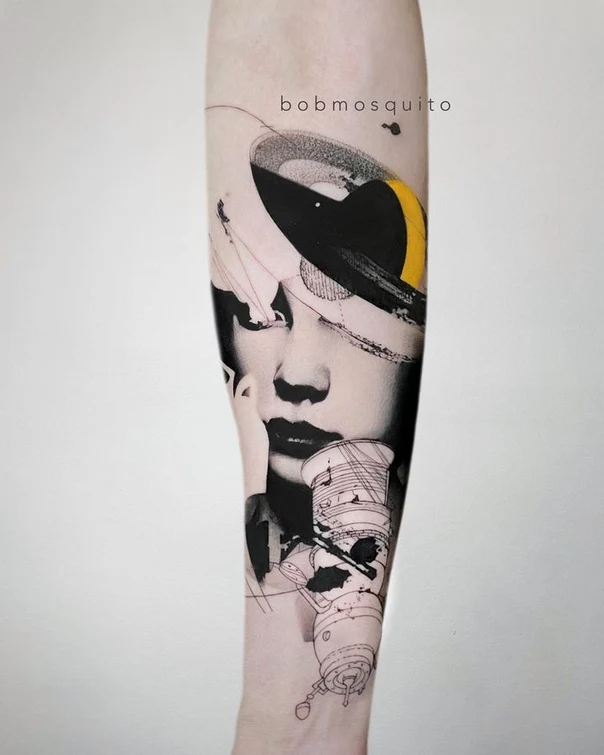 Abstract Portrait, Geometric tattoo on Forearm