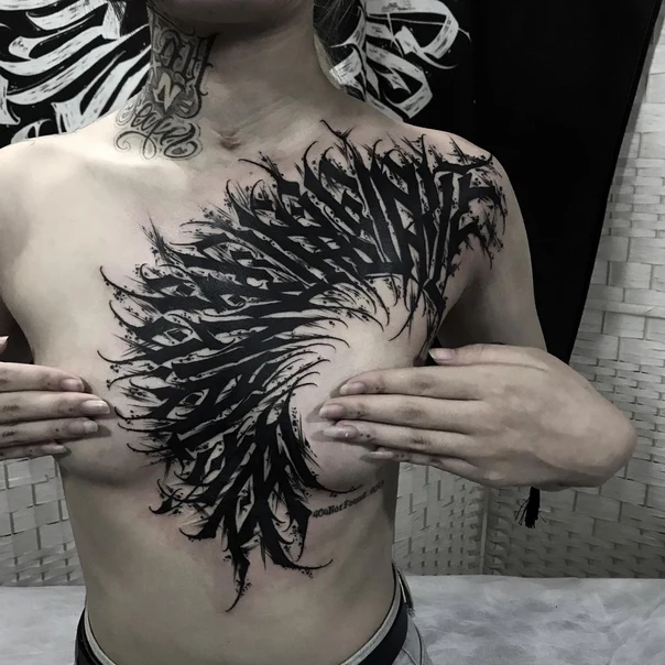 Blackwork Abstract tattoo on Chest