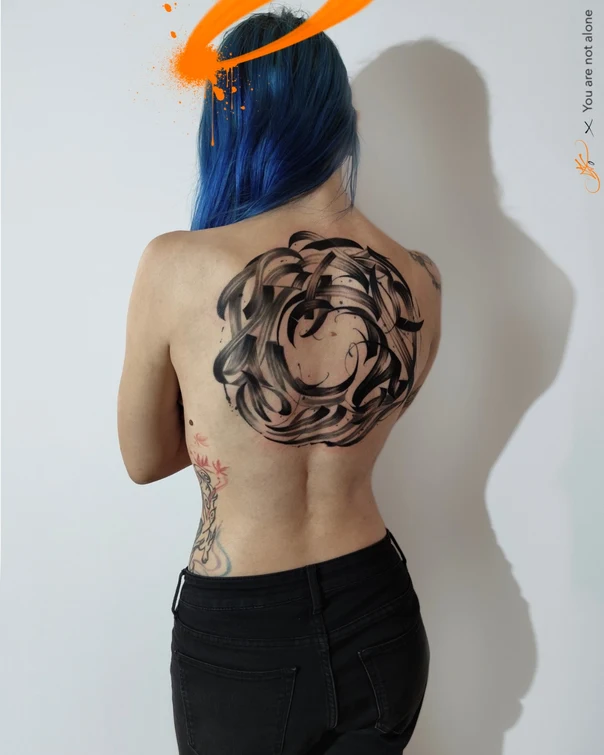 Blackwork Abstract tattoo on Upper Back