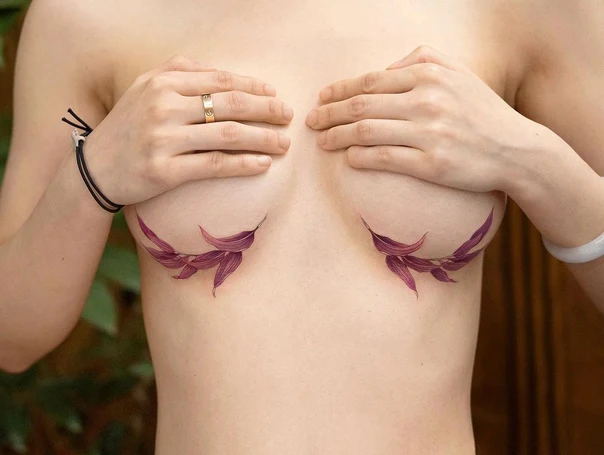 Botanic Leaves, Plant tattoo on Chest