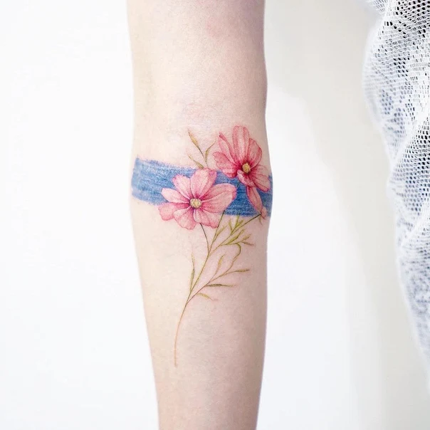 Watercolor Flower tattoo on Forearm