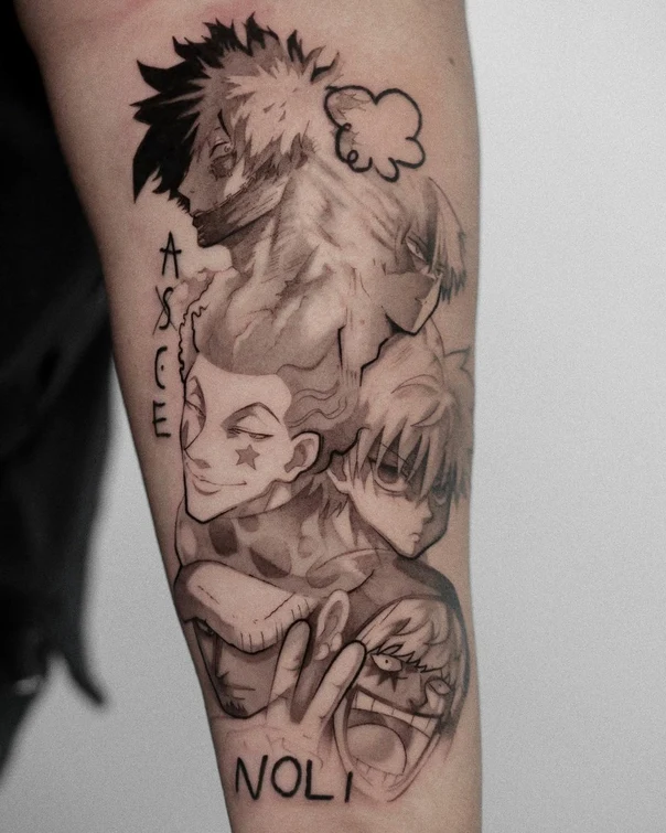 Black & Grey Anime, Portrait tattoo on Forearm
