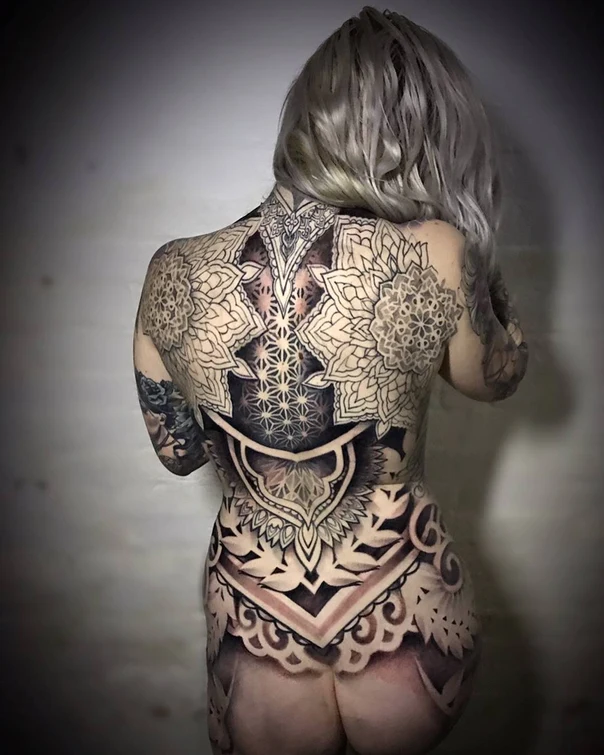 Ornamental Mandala, Geometric tattoo on Full Back