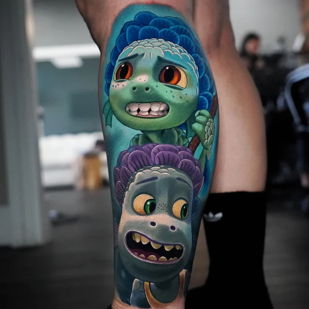 Anime Character tattoo on Calf