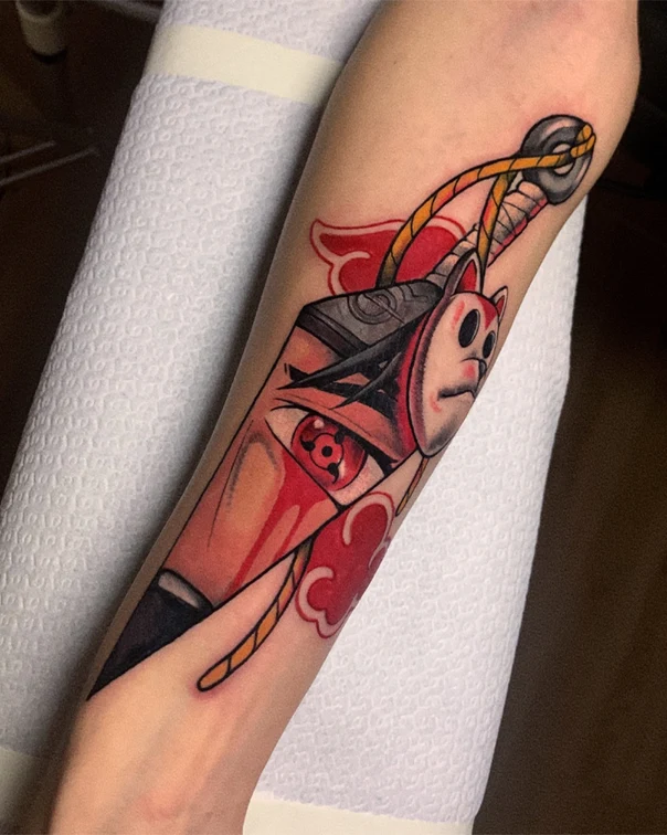 Anime Anime, Mask tattoo on Forearm