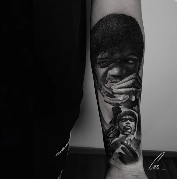 Black & Grey Portrait, Celebrity tattoo on Forearm