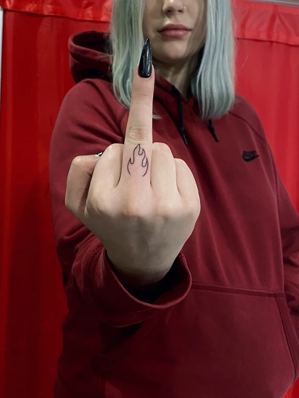 Linework Flame tattoo on Finger