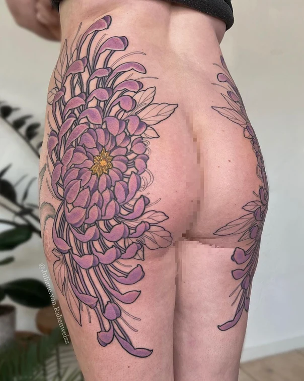 Japanese Flower tattoo on Hip