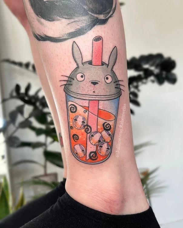 Anime Totoro, Boba tattoo on Ankle