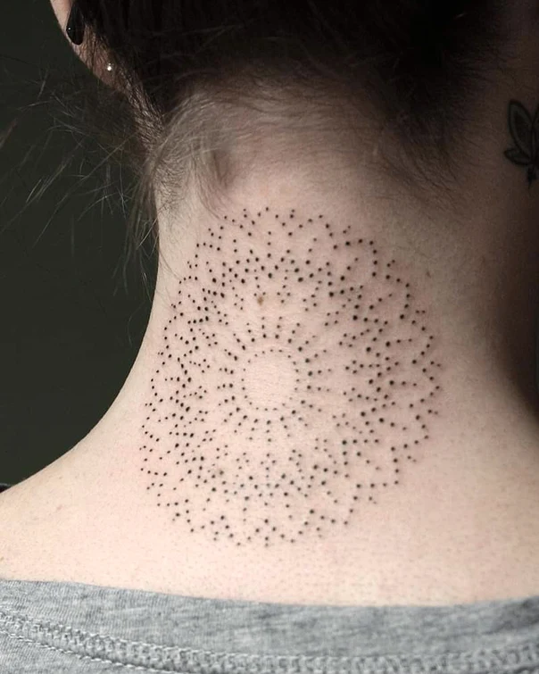 Dotwork Mandala tattoo on Back of neck