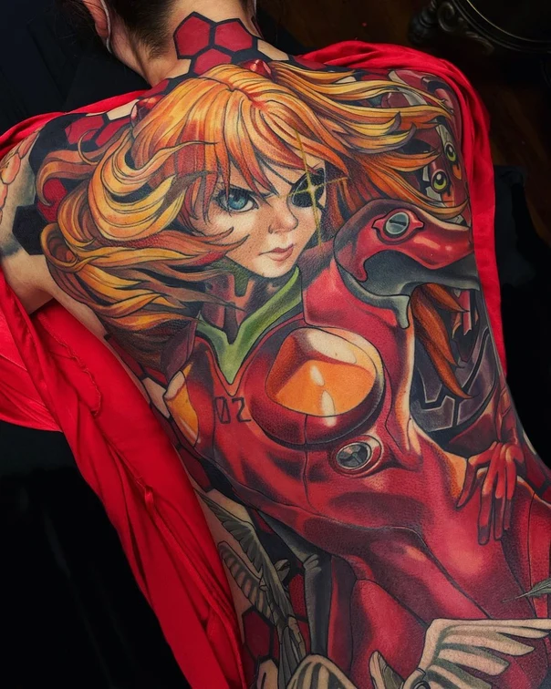 Anime Anime character, Mecha tattoo on Full Back