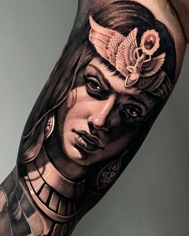 Realism Egyptian, Portrait tattoo on Forearm