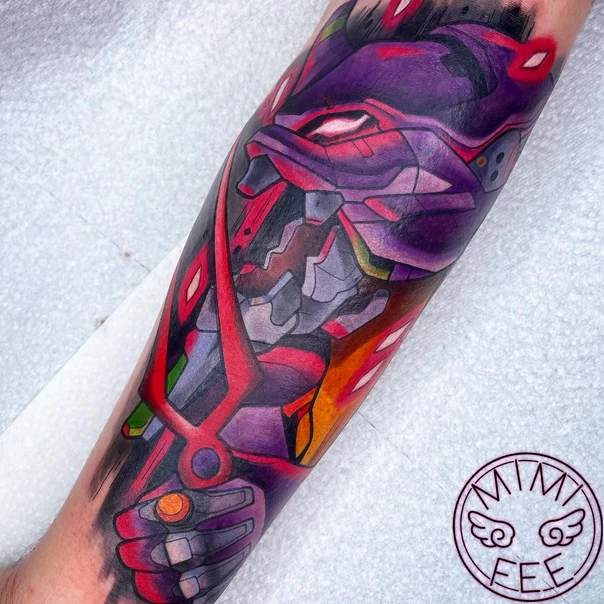 Anime Robot, Mecha tattoo on Forearm