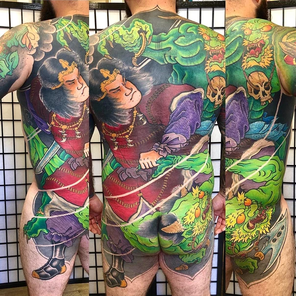 Japanese Dragon, Samurai tattoo on Full Back