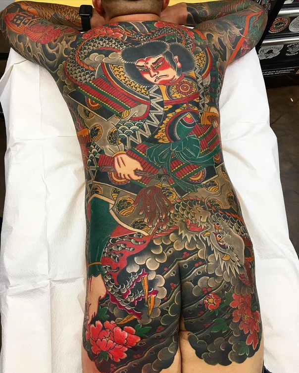 Japanese Samurai, Dragon tattoo on Full Back