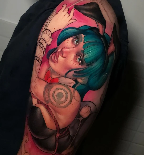 Anime Anime, Portrait tattoo on Upper Arm