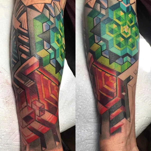 Geometric Geometric shapes, Cubes tattoo on Forearm