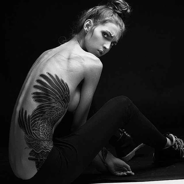Blackwork Wings tattoo on Side