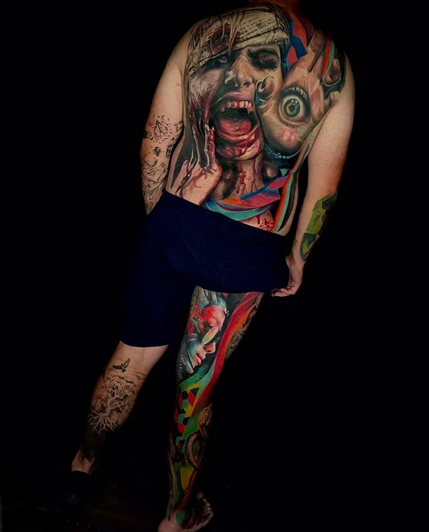Realism Face, Eye tattoo on Full body