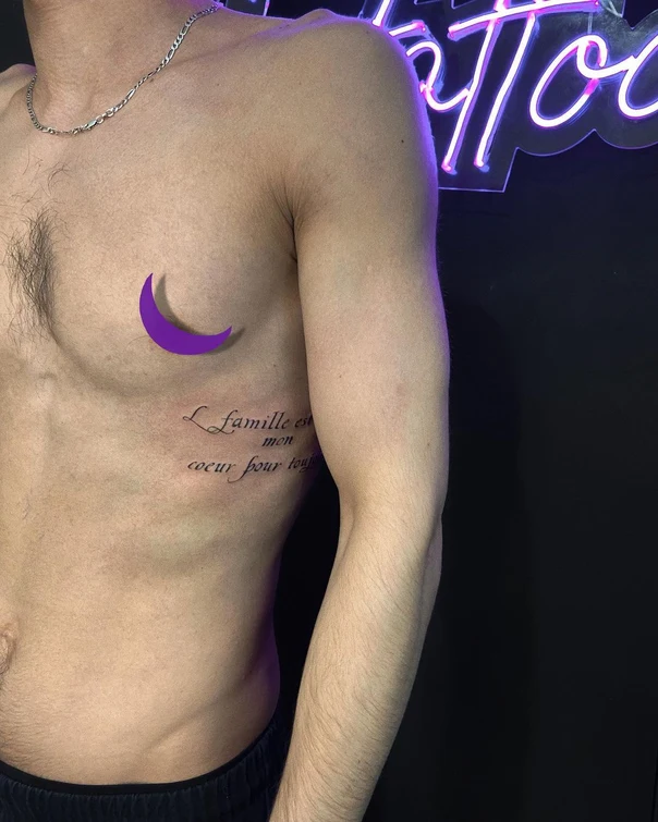 Calligraphy Text tattoo on Ribcage