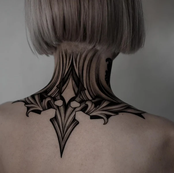 Орнаментальная Geometric, Floral tattoo на Back of neck