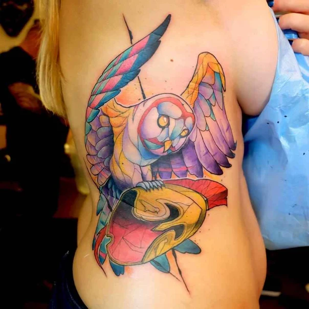 Illustrative Owl, Helmet tattoo on Side