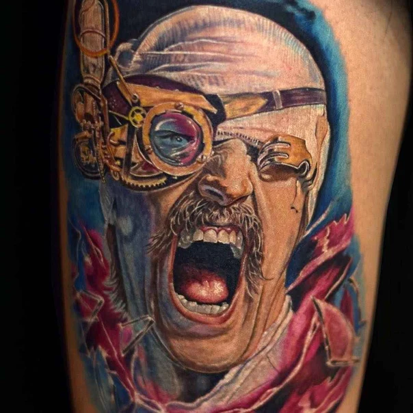 Realism Portrait, Mechanical tattoo on Upper Arm