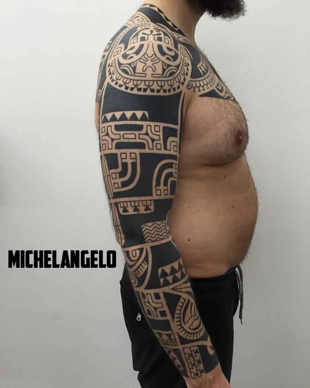 Tribal Geometric, Ornamental tattoo on Full Sleeve