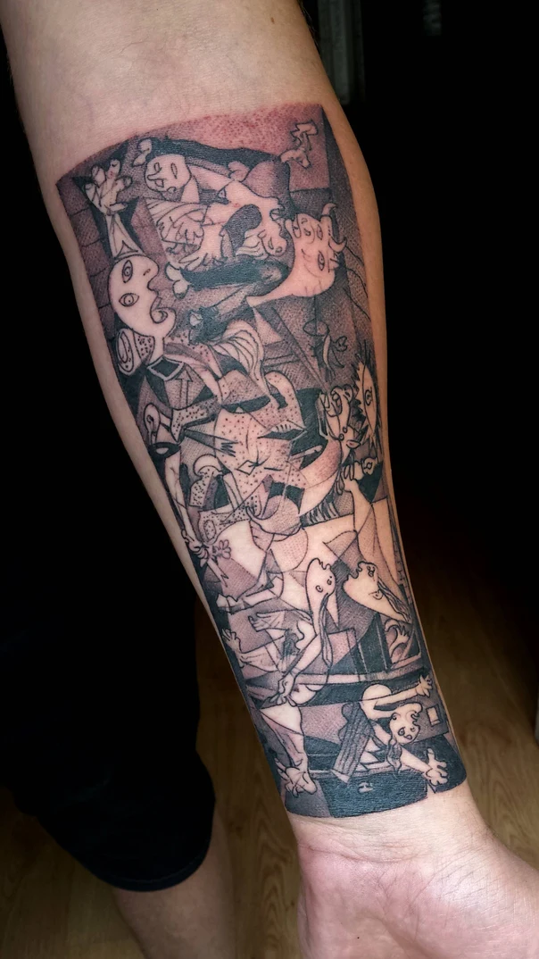 Cubism Figures, Faces tattoo on Forearm