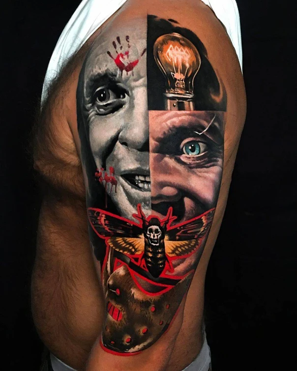 Realism Portrait, Skull tattoo on Shoulder