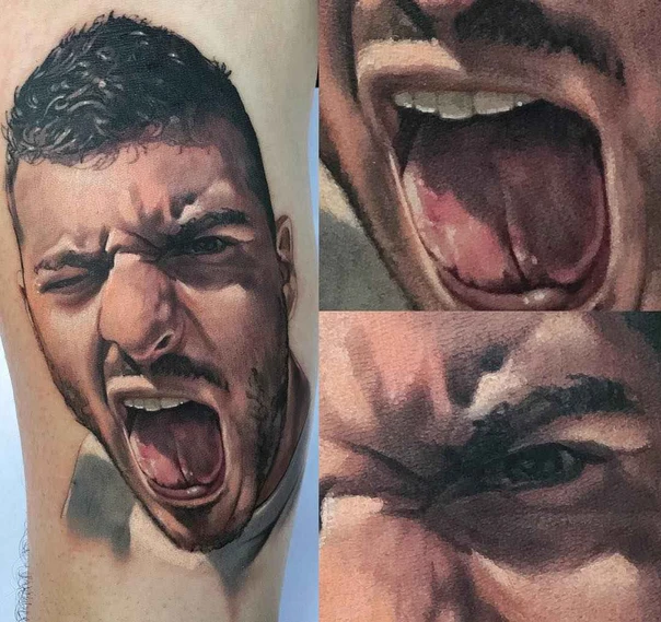 Realism Face tattoo on Thigh