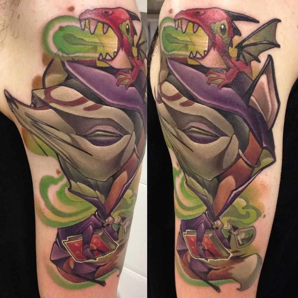 Anime Dragon, Fantasy tattoo on Upper Arm
