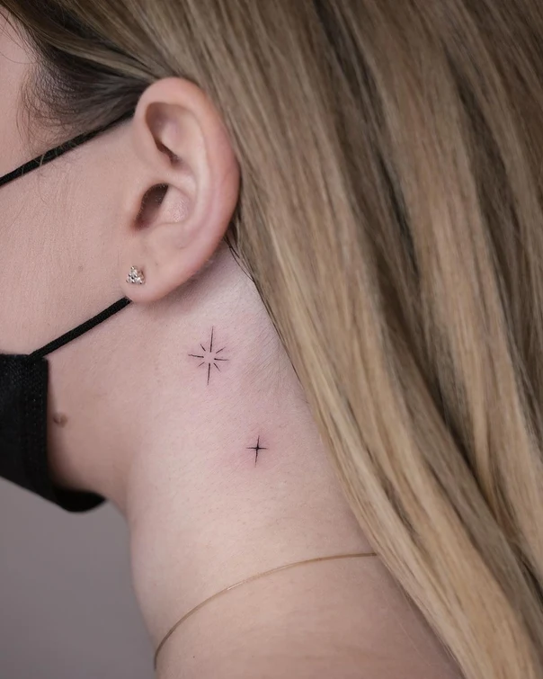 Fineline Star tattoo on Neck