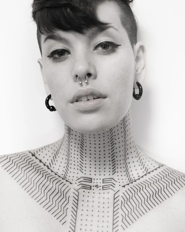 Geometric Geometric, Dotwork tattoo on Neck