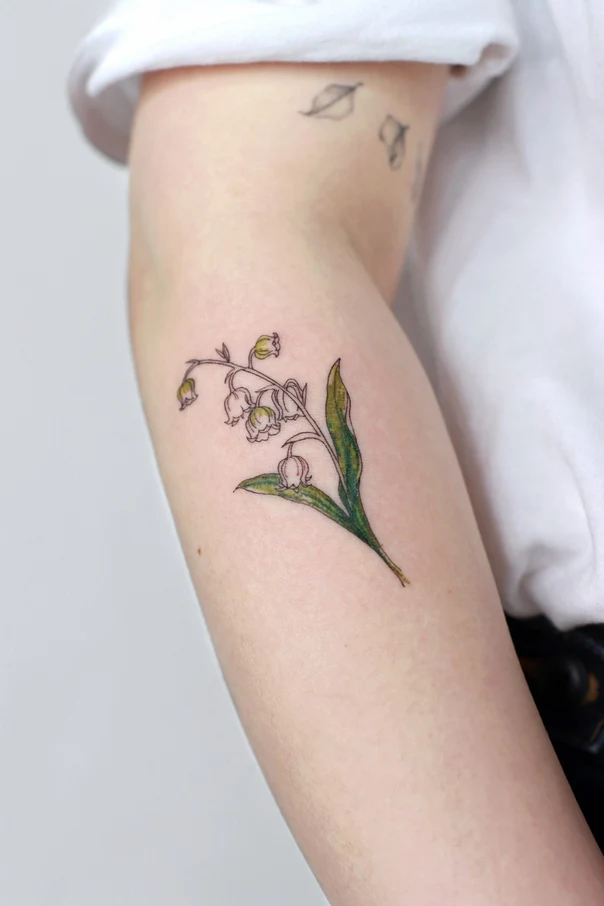 Botanic Flower, Leaf tattoo on Forearm