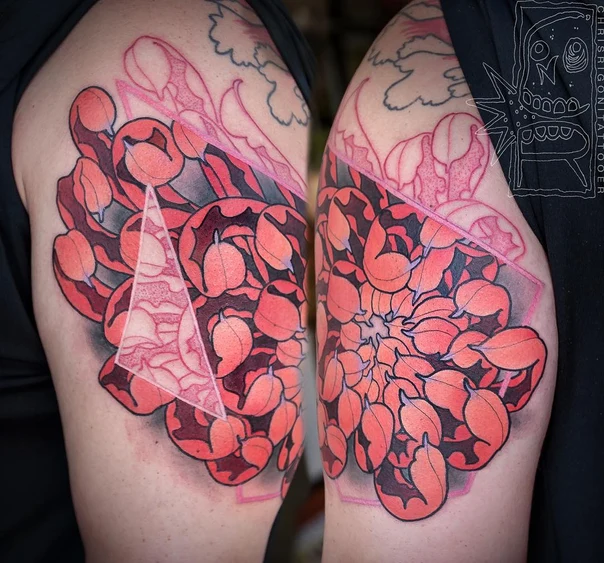 Abstract Floral, Geometric tattoo on Upper Arm