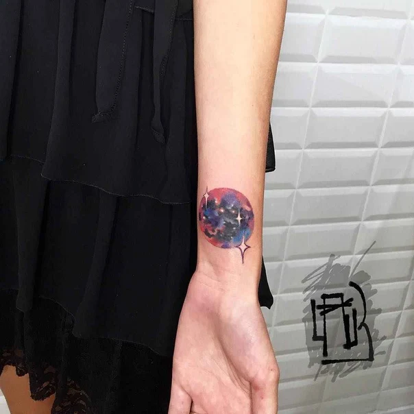 Акварель Galaxy, Stars tattoo на Запястье